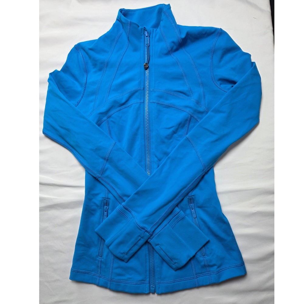 Lululemon Define Jacket Cyan Blue Luon Full Zip Yoga Workout Top Size 0